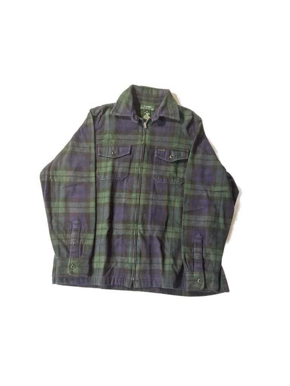Ralph Lauren Blue and Green Blackwatch Tartan Plaid Full Zip Flannel Shirt Jacke